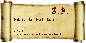 Bukovits Meliton névjegykártya